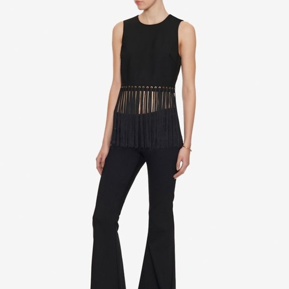 Elizabeth and James Women's Black Piers Fringe Sleeveless Top